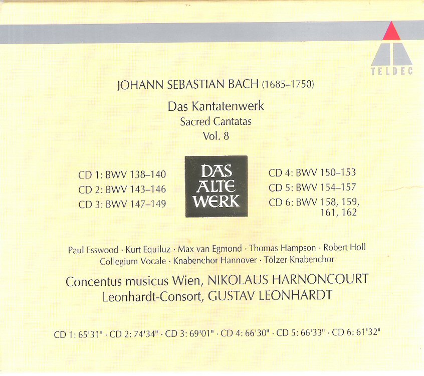 168 Harnoncourt CD 169 Leonhardt 165 Bach Bach: Chanté Vol.39 Bwv 164 166 167 